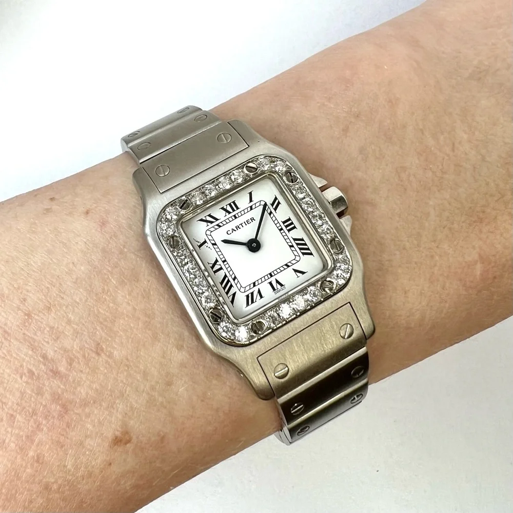 CARTIER Santos Galbee Quartz Steel 0.69TCW DIAMOND Watch - Picture 2 of 7